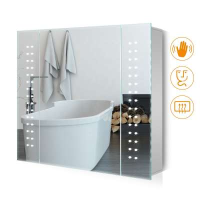 Illuminated Bathroom LED Mirror Cabinet with Demister and Shaver Socket